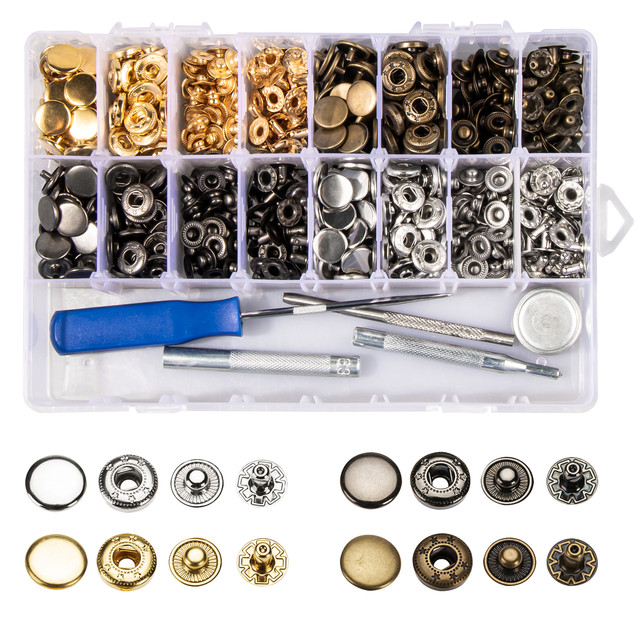 120sets Leather Snap Press Button Fasteners Kit 12.5mm Metal Heavy Duty  Snaps Black, Gold,Silver,Bronze With Install Tool - AliExpress